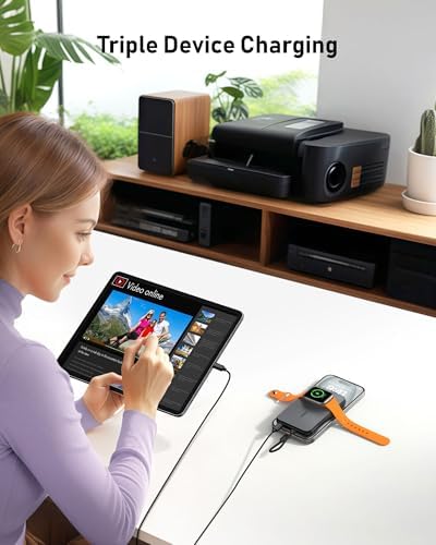 VEGER 20 W Fast Charging Portable Power Bank – 10,000 m Ah Slim Battery Pack with Built-in Removable Cable for i Phone, Android, and Apple Watch – Ultimate Travel Charger for On-the-Go Power Solutions – Lightweight and Durable Design