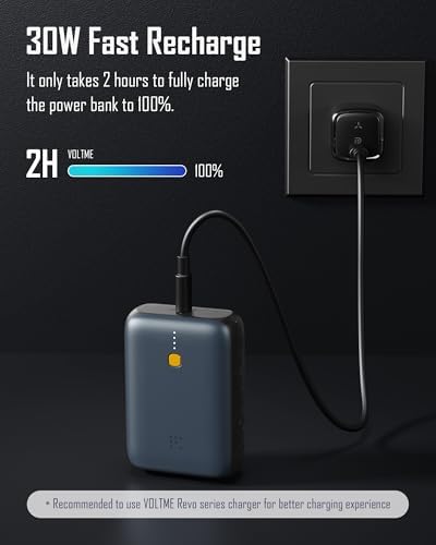 VOLTME Hypercore 10 K Portable Power Bank – 10,000 m Ah High-Speed 30 W PD Charger with Dual USB-C Ports, LED Battery Indicator, Ultra-Compact Design for i Phone 16/15, Galaxy, Mac Book, and More – Ultimate Device Compatibility and Fast Charging Solution
