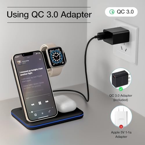 Ultimate 3-in-1 Apple Device Charging Dock – RR SPORTS Fast Charge Hub for i Phone 14/13/12/11/X/8/Pro/Max, Air Pods & Apple Watch Series 8/Ultra/7/6/SE/5/4/3/2 – Streamlined Power Management with Quick Charge Adapter for Home & Office Efficiency, Sleek Space-Saving Design for Modern Aesthetics and Unmatched Convenience