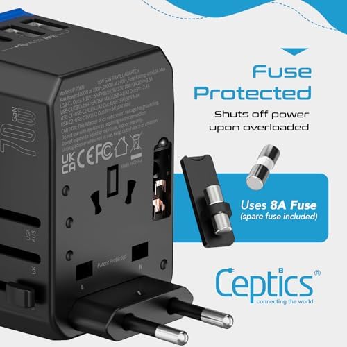 Ultimate Compact Travel Power Adapter for UK & Ireland – Dual USB & USB-C Fast Charger with 3.1 A Output – Type G Plug Converter for Seamless Global Connectivity in Hong Kong, England, Dubai, and Saudi Arabia – Safe, Efficient Design for Smart Travelers