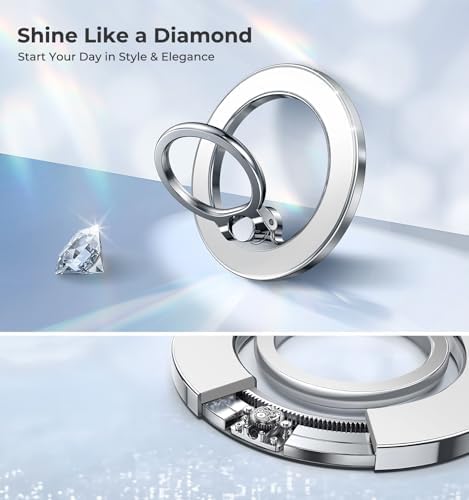 Chic Glitter Magnetic Phone Ring Holder for Mag Safe – Stylish Finger Grip Stand for i Phone, Kindle & Smartphones, Enhanced Stability with Versatile Compatibility for Pop Sockets – Elevate Your Daily Mobile Experience with Glamour and Functionality