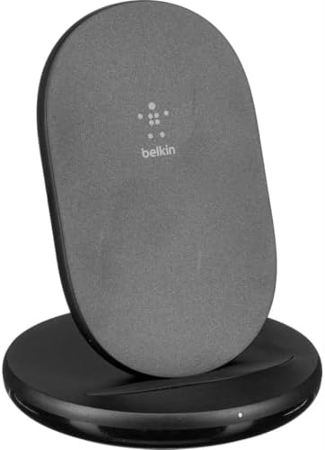 Belkin 15 W Qi-Certified Fast Wireless Charging Stand – Versatile Charger for i Phone, Samsung Galaxy, Google Pixel & More – Perfect for Streaming & Video Calls – Ergonomic Design for Portrait & Landscape Use – Compact & Sleek Power Solution for Home & Office Efficiency