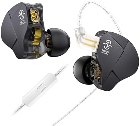 Kinboofi CCZ MC01 High-Performance Wired In-Ear Monitors – Audiophile-Grade 10 mm Dual-Magnet Drivers for Unmatched Sound Clarity – Stylish Black Gaming Earbuds with 5 N OFC Detachable Cable for Ultimate Durability – Superior Sound Isolation and Ergonomic Comfort for Musicians and Everyday Listeners