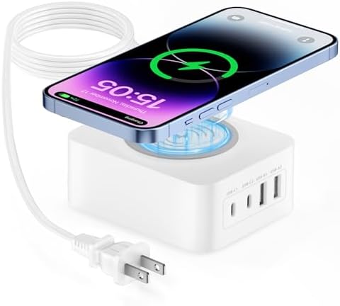 Power Up Your Devices with the 60 W Rapid Wireless Charger Block – Universal Charging Solution for i Phone 16 Series, Samsung Galaxy S24, Motorola Razr 2024 & More – 4-Port USB C Charging Station for Fast, Efficient Multi-Device Charging – Compact Design with Advanced Safety Features for Optimal Device Protection