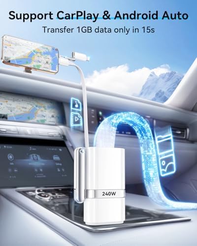 SHEZI 4-in-1 USB C to Lightning Charging Cable – 60 W Fast Charge & Data Sync for i Phone, i Pad, Samsung & Mac Book – 5 FT Multi-Device Travel Charger, Compatible with Apple Car Play & Android Auto, Durable White Design for Ultimate Versatility