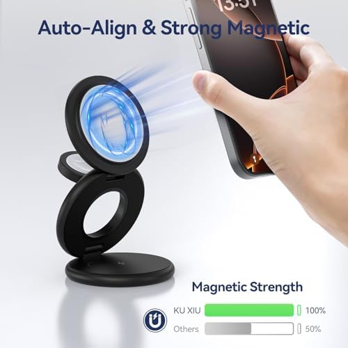 Ultra-Fast 3-in-1 Magnetic Wireless Charging Station for Apple Devices – Foldable Aluminum Alloy Dock for i Phone 16/15/14/13/12, Apple Watch & Air Pods with 20 W Adapter – Portable Power Solution for Travel Enthusiasts and Tech Savvy Users