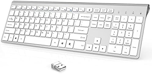 JOYACCESS Rechargeable Silent Wireless Keyboard – Sleek Silver-White Design for Mac, PC & Laptop | Versatile 2.4 G USB Connectivity | Water-Resistant, Noise-Free Typing for Enhanced Focus & Productivity | Compatible with Windows, i OS & Android Devices | Lightweight & Slim for On-the-Go Professionals