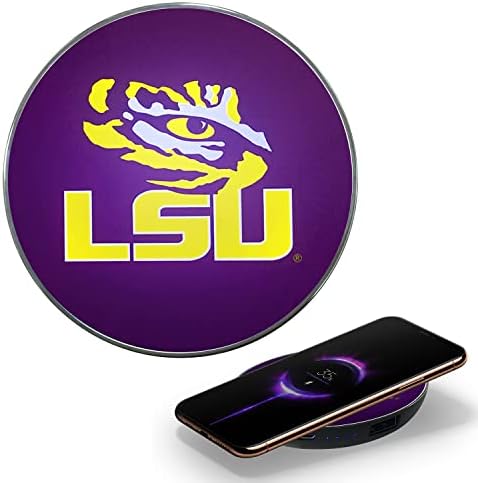 LSU Illuminated Logo Wireless Charger & Portable Power Bank – Dual Charging Pad for Wired and Wireless Devices, Fast Charging Technology, Ideal NCAA Gifts for Graduates and Fans, Ultimate Charging Solution with Enhanced Compatibility