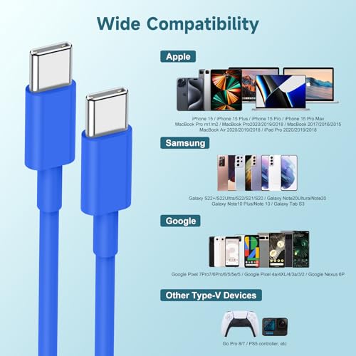 Revolutionary 60 W USB-C Charging Cable Trio – Fast Charge Your i Phone 15, Mac Book Pro, i Pad Pro & Air Pods 4 with Reliable 3 ft Durability – Ultimate Compatibility for Enhanced Performance and Convenience – Ideal for Home, Office, and On-the-Go Use – Sleek White Design for Effortless Style and Organization