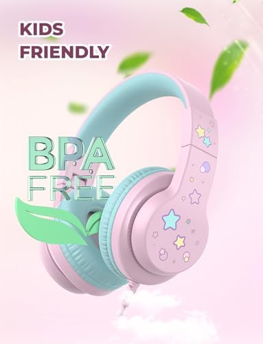 i Clever Kids Headphones: Safe 85 d B Volume-Limited Over-Ear Stereo Sound for Children – Foldable, Lightweight, and Compatible with i Pads and Computers for Easy Travel and Learning