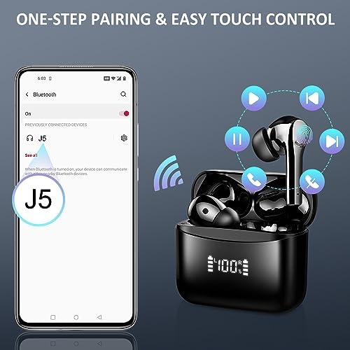 Premium Bluetooth 5.3 Wireless Earbuds – High-Fidelity Stereo Sound with Advanced ENC Noise Reduction Mic, IPX7 Waterproof Design, Ergonomic Comfort & LED Charging Case – Perfect for Sports, Work, and Daily Use