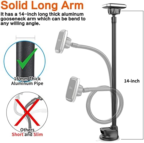 Revolutionize Your Driving with the 1 Zero Magnetic Phone Car Mount – 14-Inch Gooseneck Long Arm for Ultimate Flexibility, Heavy-Duty Suction Cup for Secure Placement, and 6 Powerful Magnets for All Cell Phones Including i Phones – Navigate Safely with Enhanced Hands-Free Access and Effortless Installation