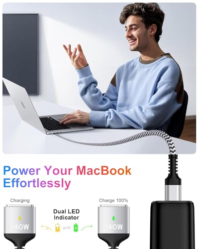 High-Speed 140 W USB-C to Magnetic 3 Charging Cable for Mac Book Air & Pro – 6 ft Durable Cord with Enhanced Compatibility for M1, M2, M3, M4 Models – Effortless Magnetic Connection and Fast Charging Efficiency