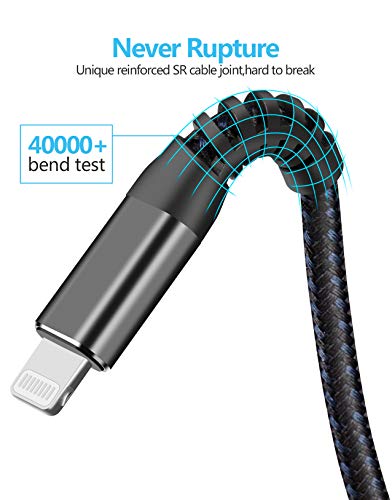 MFi Certified 16 ft Lightning Cable – 2 Pack Extra Long i Phone Charger for Ultimate Charging Flexibility, Fast Data Transfer, Durable Braided Design, Compatible with i Phone 12/11/11 Pro/11 Max/X/XS/XR/XS Max/8/7/6/5 S/SE and i Pad Mini/Air – Enhanced Performance in Blue