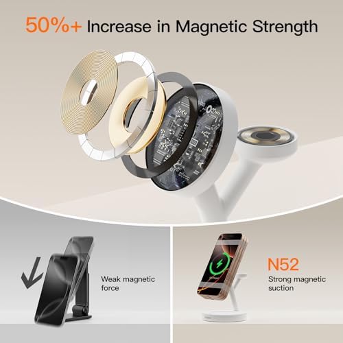 2025 US Edition 3-in-1 Wireless Charging Station for Apple: High-Speed 15 W Mag-Safe Charger Dock for i Phone 16/15/14/13/12, Air Pods, and Apple Watch – Superior Compatibility and Fast Charging Solution