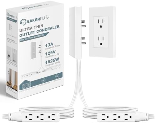 Revolutionize Your Power Access with the Outlet Concealer Power Strip – 3 AC Outlets, 5 ft Flat Plug Extension Cord for Home, Office & Kitchen – Child & Pet Safe Design, Universal Compatibility, 1625 W Capacity, Ideal for Streamlined Electronics Management