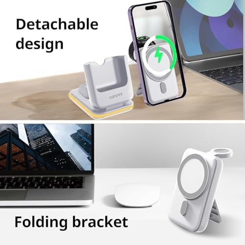 Ultimate 4-in-1 Magnetic Charging Station – SUPERV Foldable 5000 m Ah Power Bank for i Phone 16/15, Apple Watch, Air Pods & Samsung Galaxy S25/S24 – Fast Wireless Charger with Enhanced Mag-Safe Compatibility for Seamless Portability and Versatile Device Support