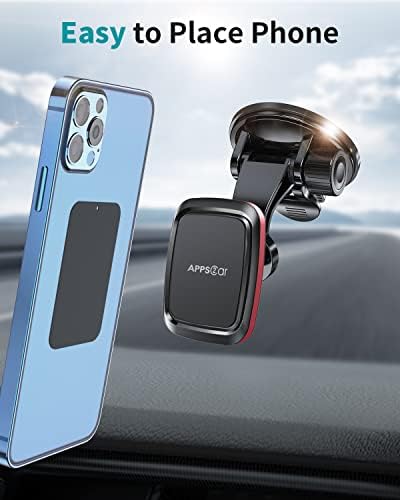 APPS2 Premium Magnetic Car Phone Holder with Adjustable Arm & 6-Magnet System – Universal Dashboard/Windshield Mount for All Smartphones – Ultimate Driving Safety and Convenience Accessory