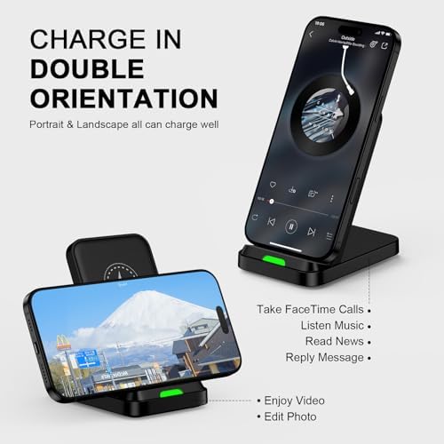 Ultra-Fast Wireless Charging Stand for Google Pixel 9 Series – Dual-Position Dock with QC Adapter for Pixel 9 Pro, 9 A, 8 Pro, Samsung Galaxy S25 Ultra, i Phone – Advanced 4 Modes & Smart Charging Guidance for Optimal Device Safety and Efficiency