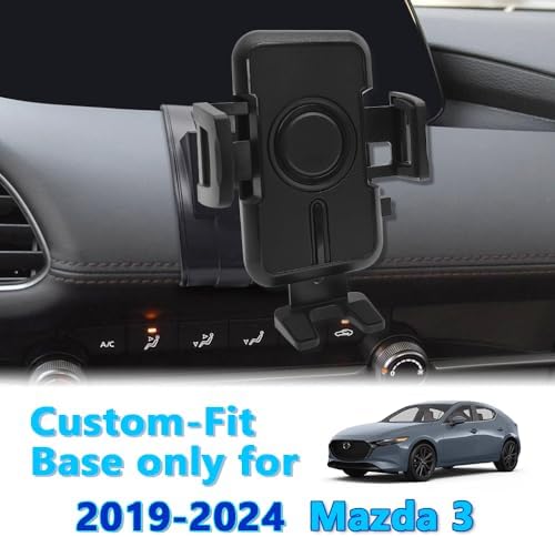 WAAPAK Enhanced Car Phone Holder Mount for 2014-2024 Mazda 3 – Ultimate Smartphone Cradle for Thick Cases, Effortless Installation, and Seamless Integration with Interior Design – Perfect for Navigation and Hands-Free Use