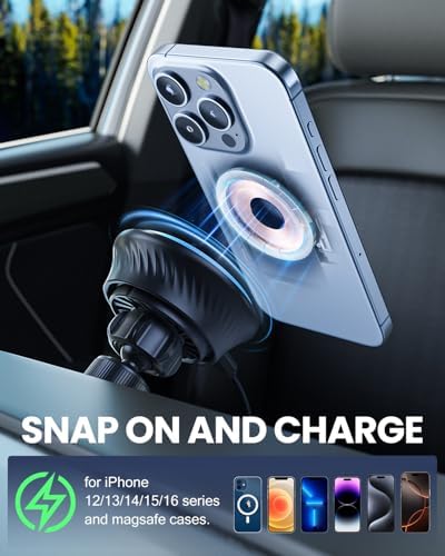 Doakhirmit for MagSafe Car Mount Charger, Qi2.0 15W Magnetic Wireless Car Charger, MagSafe Charger for iPhone 16 Pro Max/16/15/14/13/12, Fast Charging Magnetic Phone Mount Holder, Black – Enhanced Compatibility and Speed