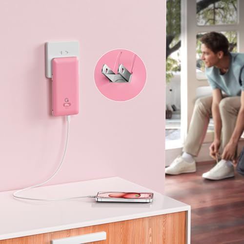 Ultimate Brand Q 10000 m Ah Portable Charger with Built-in Cables and AC Wall Plug – Fast Charging Power Bank with USB-C, Triple Output Ports for i Phone, Tablet & All Smartphones – Perfect Travel Companion for On-the-Go Charging