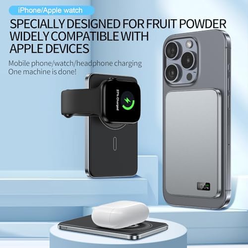 Sleek 5,000 m Ah Magnetic Wireless Charger for i Phones – Fast Charging Power Bank with LED Display, Compatible with i Phone 16 Pro Max/16 Pro/16, 15/14/13/12 Series – Effortless Charging for On-the-Go Lifestyles