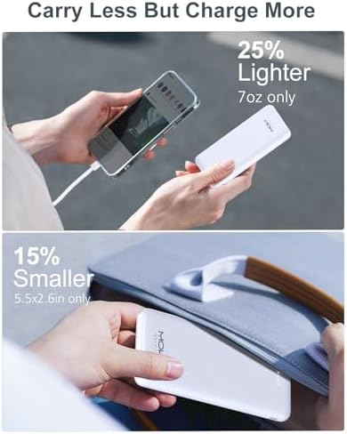 Ultra-Slim 10000 m Ah Power Bank – Fast Charging USB-C Portable Charger for i Phone 15/14/13/12, Galaxy S24/S23/S22, i Pad, Pixel – Lightweight External Battery Pack for On-the-Go Charging Solutions