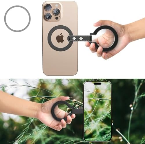 Mag Safe Universal Phone Grip & Kickstand for i Phone 12-16 Pro Max – Versatile Double-Sided Magnetic Holder for Secure Handling & Hands-Free Viewing in Gym, Kitchen & Beyond – Sleek Black Silicone Design for Stylish Convenience and Optimal Performance