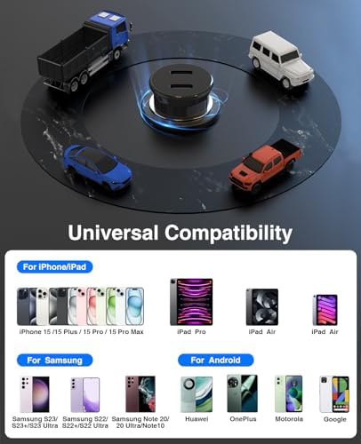 Ultimate 40 W Dual USB-C Car Charger for i Phone 16/15 & i Pad Pro – MFi Certified Fast Charging Adapter with 6 FT USB-C Cable for Galaxy S24/S23 – Premium Power Solution for On-the-Go Connectivity in Sleek White Finish