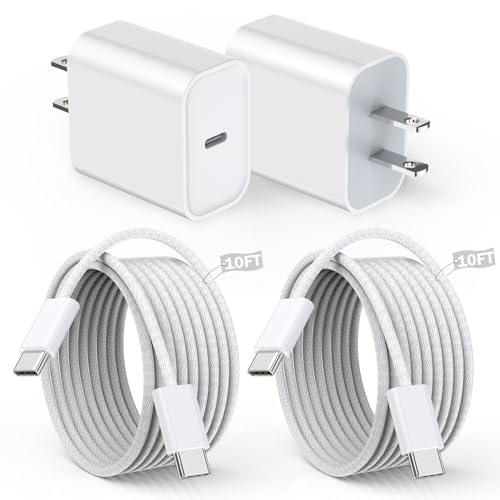 Ultimate 10 FT Fast Charging i Phone Bundle: USB C to Lightning Cable & Type C Wall Adapter – Unmatched Speed & Convenience for i Phone 14/13/12/11/X Models – Dual Pack for Home & Office Use – Premium Quality Charging Solution