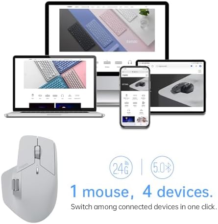 Revolutionize Your Workflow with Rapoo MT760 Multi-Device Wireless Mouse – Effortlessly Connect Up to 4 Devices with Bluetooth 5.0 & 2.4 G, 11 Customizable Buttons, 4 K DPI Precision, and 90 Days of Uninterrupted Battery Life – Perfect for Professionals and Tech Enthusiasts in Sleek Matte Black