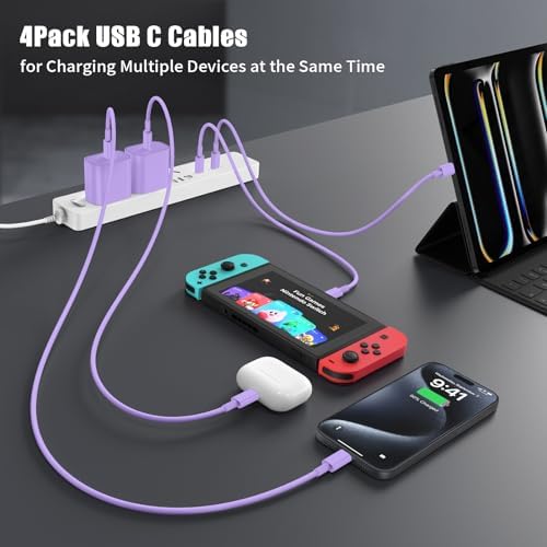 6-Foot USB C Cable for i Phone 15 – 3-Pack Durable Woven Fast Charging Solution for i Phone 16, Mac Book Pro, and Samsung Galaxy S23 Ultra – Optimal Length for Home, Office, and Travel Use – 60 W Power Delivery & High-Speed Data Transfer