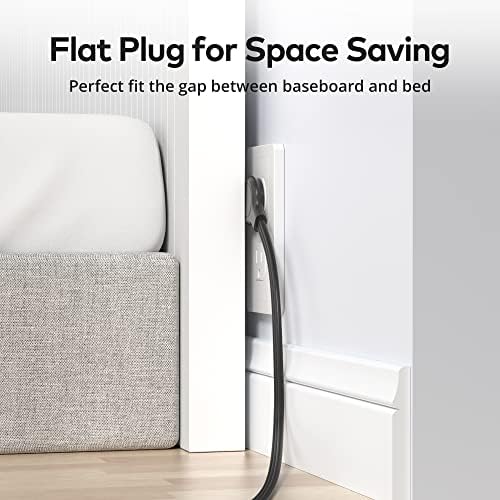 TROND Ultra Thin Flat Extension Cord with 3 USB Ports and 3 AC Outlets – Sleek Wall-Mount Power Strip for Smart Charging in Small Spaces – Perfect for Home, Dorms, and Workstations – Compact Surge Protector for Modern Electronics