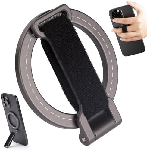 Transform Your i Phone Experience with the Mag Safe Phone Grip Kickstand – Ergonomic Adjustable Strap with 20 N52 Magnets for Ultimate Stability | Foldable & Ultra-Portable Design for Seamless Compatibility with i Phone 12/13/14/15/16 Pro Max | Enhance Hands-Free Use with Secure Magnetic Attachment for Videos and Photos