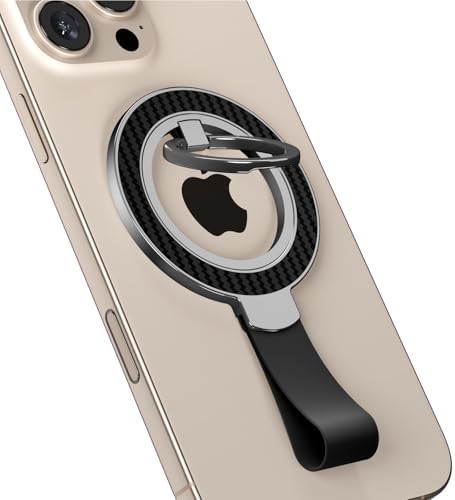 Mag Safe Universal Phone Grip & Kickstand for i Phone 12-16 Pro Max – Versatile Double-Sided Magnetic Holder for Secure Handling & Hands-Free Viewing in Gym, Kitchen & Beyond – Sleek Black Silicone Design for Stylish Convenience and Optimal Performance