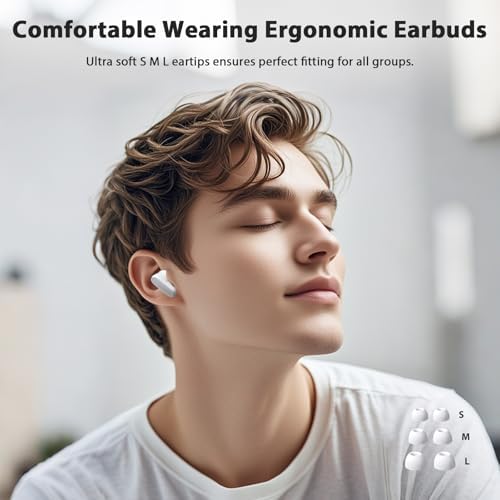 Experience Unmatched Sound Quality with High-Fidelity Bluetooth 5.4 True Wireless Earbuds – Premium Noise Cancelling In-Ear Headphones Featuring Hi-Fi Bass for i Phone, Samsung, and Pixel Devices – Ergonomically Designed for Ultimate Comfort and Extended Battery Life for All-Day Listening Enjoyment.