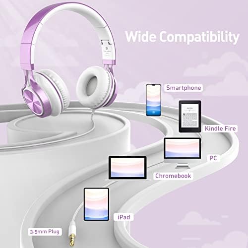 Elevate Your Listening Experience with AILIHEN MS300 Lightweight Foldable Purple Headphones – Stylish On-Ear Design for Exceptional Sound Clarity and Comfort – Perfect Wired Headphones for Students, Teens, and Young Professionals with High-Quality Microphone for Seamless Communication on Chromebooks and Laptops – Ideal for School, Entertainment, and Casual Listening