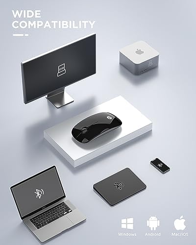 Sleek Purple Wireless Bluetooth Mouse – Effortless Dual Connectivity, 1600 DPI Precision, Whisper-Quiet Clicks, Long Battery Life for Enhanced Productivity and Versatile Device Compatibility