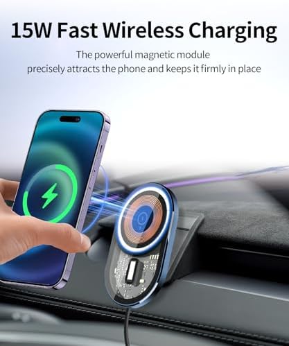 Transform Your Driving Experience with the Premium Wireless Charging Phone Holder for Tesla Model Y (2025) & Model 3 (2024-2025) – 360° Rotatable Design for Optimal Functionality & Aesthetic Appeal, Fast Wireless Power for Effortless Navigation