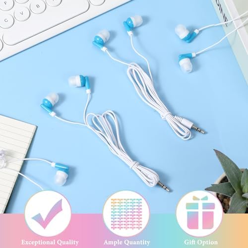 Bulk 50 Pack Red Wired In-Ear Headphones – Individually Bagged Earbuds for Enhanced Sound Quality and Device Compatibility – Perfect for Schools, Events, and Corporate Giveaways
