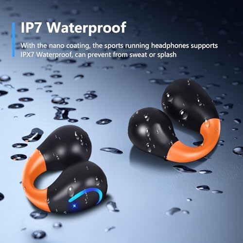 Revolutionary Bluetooth 5.3 Open Ear Bone Conduction Earbuds with IPX7 Waterproof Design – Perfect Fitness Ally for Runners and Outdoor Enthusiasts, Equipped with LED Charging Case and Integrated Microphone for Seamless Connectivity and Enhanced Safety