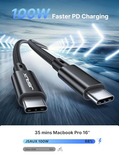 JSAUX Premium USB C to USB C 3.2 Gen 2 Cable – Lightning-Fast 20 Gbps Data Transfer, 100 W Power Delivery, 4 K Video Streaming – Versatile 3.3 FT Length for i Phone 15 Pro Max, Mac Book Pro/Air, Samsung Galaxy S24/S23, and Dell XPS – Optimize Your Digital Workflow and High-Performance Charging Solutions