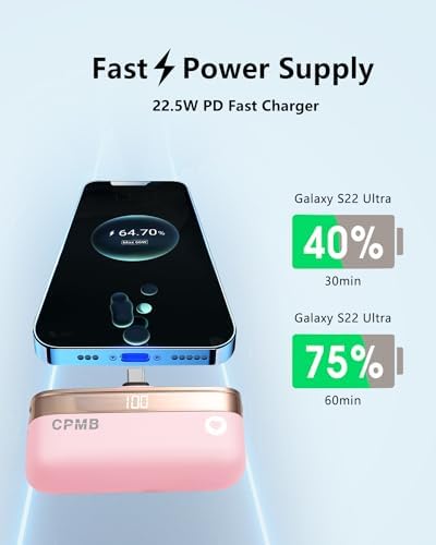 Compact 5,000 m Ah Portable Charger with 22.5 W Fast Charging – Sleek Power Bank with Digital Display for i Phone 16/15, Samsung, LG, Google & More – Ultimate Compatibility for On-the-Go Power Solutions