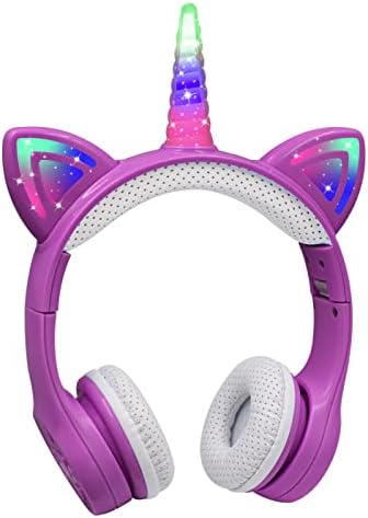 Enchanting Unicorn Wireless Headphones for Kids – Stylish Pink Foldable Design with Light-Up Features, Perfect for Tablets and Toddlers – Superior Sound Quality and Comfort for Magical Listening Adventures – Durable, Adjustable, Tangle-Free Fun for Every Little Girl