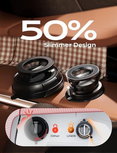 LISEN Premium 360° Adjustable Suction Cup Phone Holder – Versatile Vacuum Magnetic Mount for i Phone 12-16 Pro Max with Enhanced Mag Safe Compatibility, Foldable Design for Effortless Car and Mirror Use, Ultimate Stability on Smooth Surfaces for Safe Driving and Easy Navigation