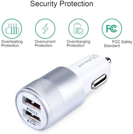 Rapid Charge Dual Port Car Charger – 30 W 5.4 A USB Adapter for Smartphones & Tablets – Universal Compatibility for i Phone, Samsung, LG & More – Compact Travel-Friendly Design with Overcharge Protection Features – Efficient Power Delivery for On-the-Go Charging