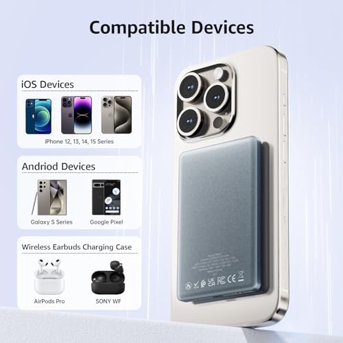 Ultra-Slim 5000 m Ah Mag Safe Power Bank – Advanced Wireless Charging for i Phone 15/14/13/12 Series, Lightweight & Portable Battery Pack for Fast On-the-Go Power Solutions