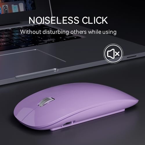 Elevate Your Computing with the Uiosmuph G11 Wireless Mouse – Stylish Purple Slim Design, USB C Rechargeable & Silent Click Technology for Effortless Precision and Comfort on Laptop, Mac, and PC