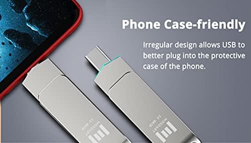 MOSDART 256 GB USB 3.1 Dual Flash Drive – Lightning-Fast Data Transfer for i Phone 15/16, Android, i Pad & Mac Book – Versatile USB-C & A Compatibility – Portable Keychain Design with LED Status Indicator
